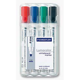 BUSTA 4 PENNARELLI LUMOCOLOR 351 STAEDTLER PER LAVAGNE CANCELLABILI