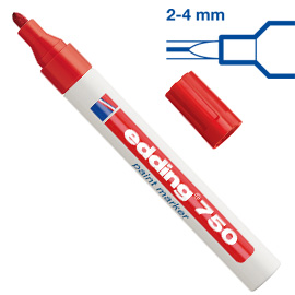 MARCATORE EDDING 750 ROSSO P.TONDA 2-4MM VERNICE SMALTO