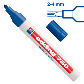 MARCATORE EDDING 750 BLU P.TONDA 2-4MM VERNICE SMALTO