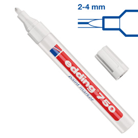 MARCATORE EDDING 750 BIANCO P.TONDA 2-4MM VERNICE SMALTO