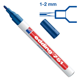 MARCATORE EDDING 751 BLU PUNTA FINE 1-2MM VERNICE SMALTO