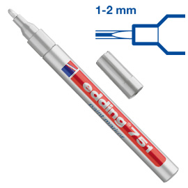 MARCATORE EDDING 751 ARGENTO PUNTA FINE 1-2MM VERNICE SMALTO
