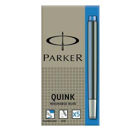 SCATOLA 5 CARTUCCE PARKER QUINK BLU PERMANENTE