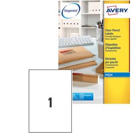 Poliestere adesivo J8567 trasparente 25fg A4 210x297mm (1et/fg) inkjet Avery