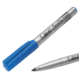 SCATOLA 12 MARCATORI POCKET 1445 BLU P.TONDA PERMANENTE BIC