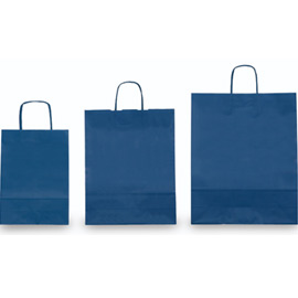 25 SHOPPERS CARTA KRAFT 22X10X29CM TWISTED BLU