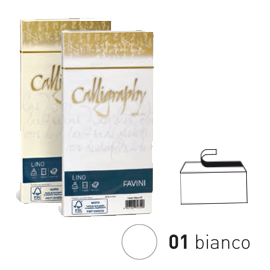 25 buste CALLIGRAPHY LINO 120gr 11x22cm bianco FAVINI