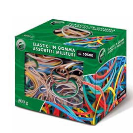 ELASTICO IN GOMMA MISURA E COLORI ASSORT. SCATOLA 500G