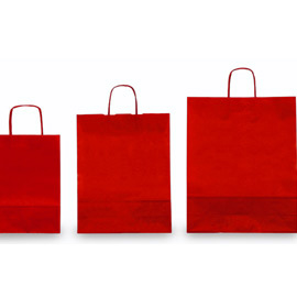 25 SHOPPERS CARTA KRAFT 36x12x41cm TWISTED rosso