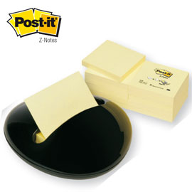 DISPENSER STONE NERO+12 RICARICHE 100fg Post-it®Z-Notes 76x76mm Giallo Canary