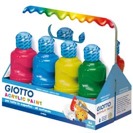 SCHOOLPACK 8 FLACONI TEMPERA PRONTA ACRILICA 250ML COLORI ASSORTITI GIOTTO