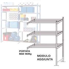 KIT AGGIUNTA SCAFFALE 5 RIPIANI IN METALLO 100x35cm - H200cm