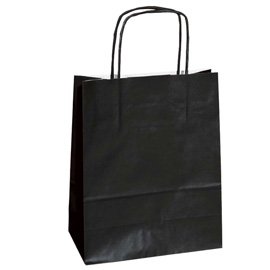 25 SHOPPERS CARTA KRAFT 26x11x34,5cm TWISTED NERO