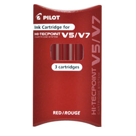 SET 3 REFILL ROLLER HI-TECPOINT V5-V7 RICARICABILE ROSSO BEGREEN PILOT