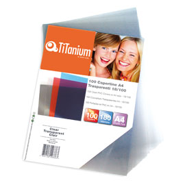 100 COPERTINE A4 PVC TRASPARENTE 150my TiTanium