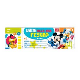 BLOCCHETTO 10 INVITI ALLA FESTA MICKEY DISNEY SADOCH