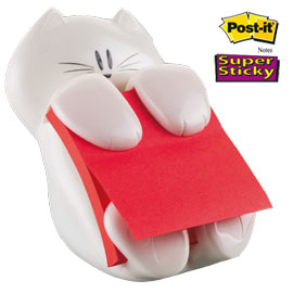 DISPENSER GATTO + RICARICA Post-it®Super Sticky Z-Notes 76x76mm ROSSO RUBINO