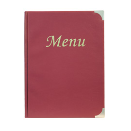 PORTA MENU' A4-24x34cm BORDEAUX in PVC BASIC con 4+2 BUSTE FISSE