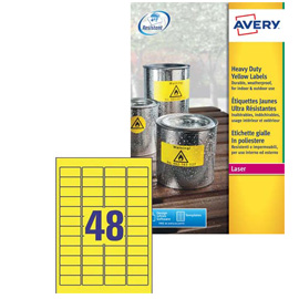 Poliestere adesivo L6103 giallo fluo 20fg A4 45,7x21,2mm (48et/fg) laser Avery
