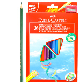 ASTUCCIO 36 PASTELLI COLORATI TRIANGOLARI ECO + TEMPERINO FABER CASTELL