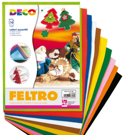 FELTRO COLORATO CONF. DA 10 FOGLI IN COLORI ASSORTITI CWR