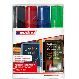 Busta 4 marcatori Edding 4090 (nero, rosso, blu, verde chiaro)
