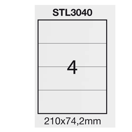 Etichetta adesiva bianca 100fg A4 210x74,2mm (4et/fg) STARLINE