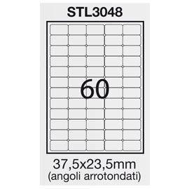 Etichetta adesiva bianca 100fg A4 37,5x23,5mm (60et/fg) angoli tondi STARLINE