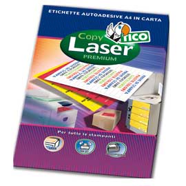 ETICHETTE VERDE FLUO 70FG A4 8ET/FG 99,1X67,7 ANGOLI TONDI TICO