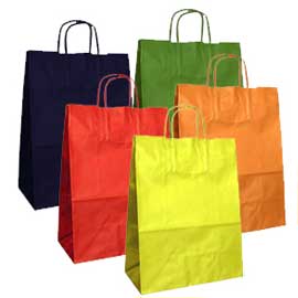 Blister 25 shoppers carta kraft 36X12X41cm twisted colori assortiti