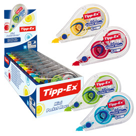 Box 10 correttori a nastro mini pocket mouse 5mmx6mt colori Fun ass. Tipp-Ex