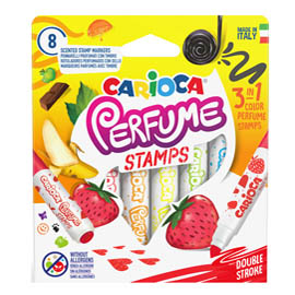 Scatola 8 pennarelli Perfume doppia punta maxi e stamp colori assortiti Carioca