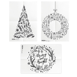 Set 3 stencil su foglio A2 a tema "NATALE" Securit