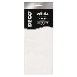 Busta 5 fogli carta velina 20gr 50x76cm bianco CWR