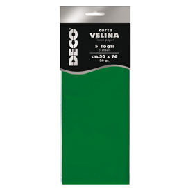 Busta 5 fogli carta velina 20gr 50x76cm verde chiaro CWR