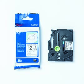 Brother Nastro in tessuto da 12 mm Nero su Bianco (4m)