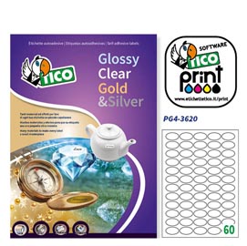 Etichetta adesiva PG4 bianca lucida 100fg A4 36x22mm (55et/fg) Tico