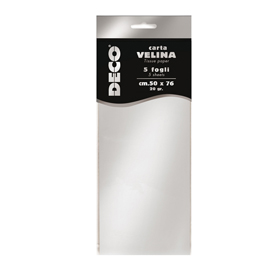Busta 5 fogli carta velina metallizzata 20gr 50x76cm argento CWR