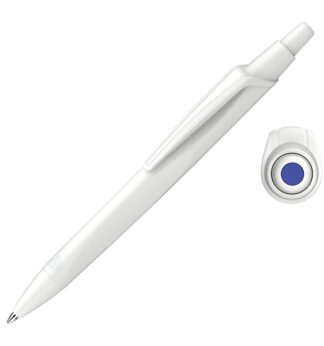 Penna a sfera a scatto Reco punta M fusto bianco/inchiostro blu Schneider