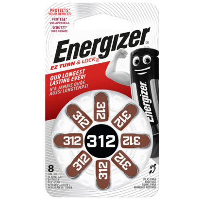Blister 8 pile per apparecchi acustici 312 Zinc Air Energizer