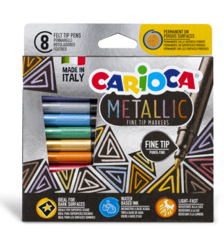 Scatola 8 Metallic pennarelli punta fine colori assortiti Carioca