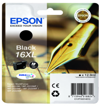 CARTUCCIA A PIGMENTI NERO EPSON DURABRITE ULTRA, SERIE 16XL/PENNA E CRUCIVERBA,