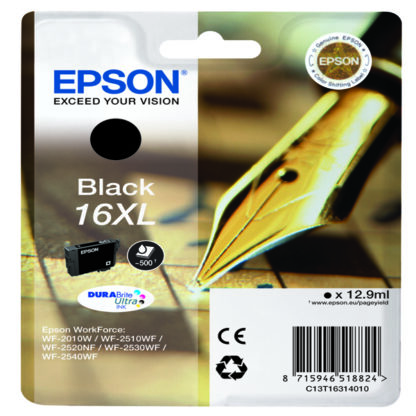 CARTUCCIA A PIGMENTI NERO EPSON DURABRITE ULTRA, SERIE 16XL/PENNA E CRUCIVERBA,