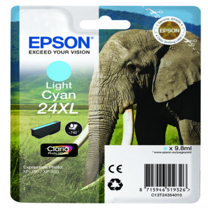 CARTUCCIA CIANO-CHIARO CLARIA PHOTO HD SERIE 24XL ELEFANTE