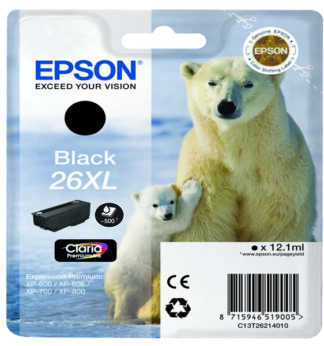 CARTUCCIA NERO EPSON CLARIA PREMIUM SERIE 26XL/ORSO POLARE, IN BLISTER