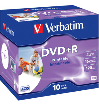 SCATOLA 10 DVD+R JEWEL CASE 16X 4.7GB 120MIN. STAMPABILE WIDE PHOTO INKJET