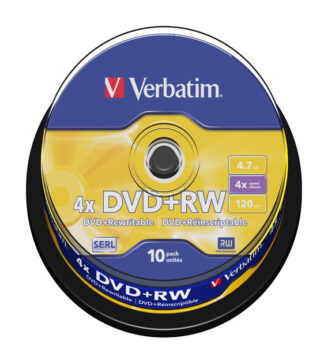 SCATOLA 10 DVD+RW SPINDLE 4X 4.7GB 120MIN.