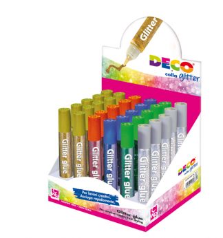 Display colla glitter 30 penne 10,5ml colori assortiti metal DECO