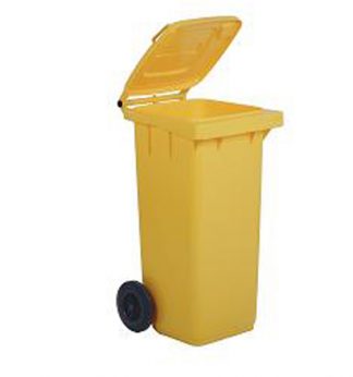 Bidone carrellato 120Lt giallo per raccolta differenziata