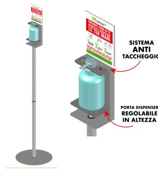Piantana da terra con supporto per dispenser regolabile CM. 140 H